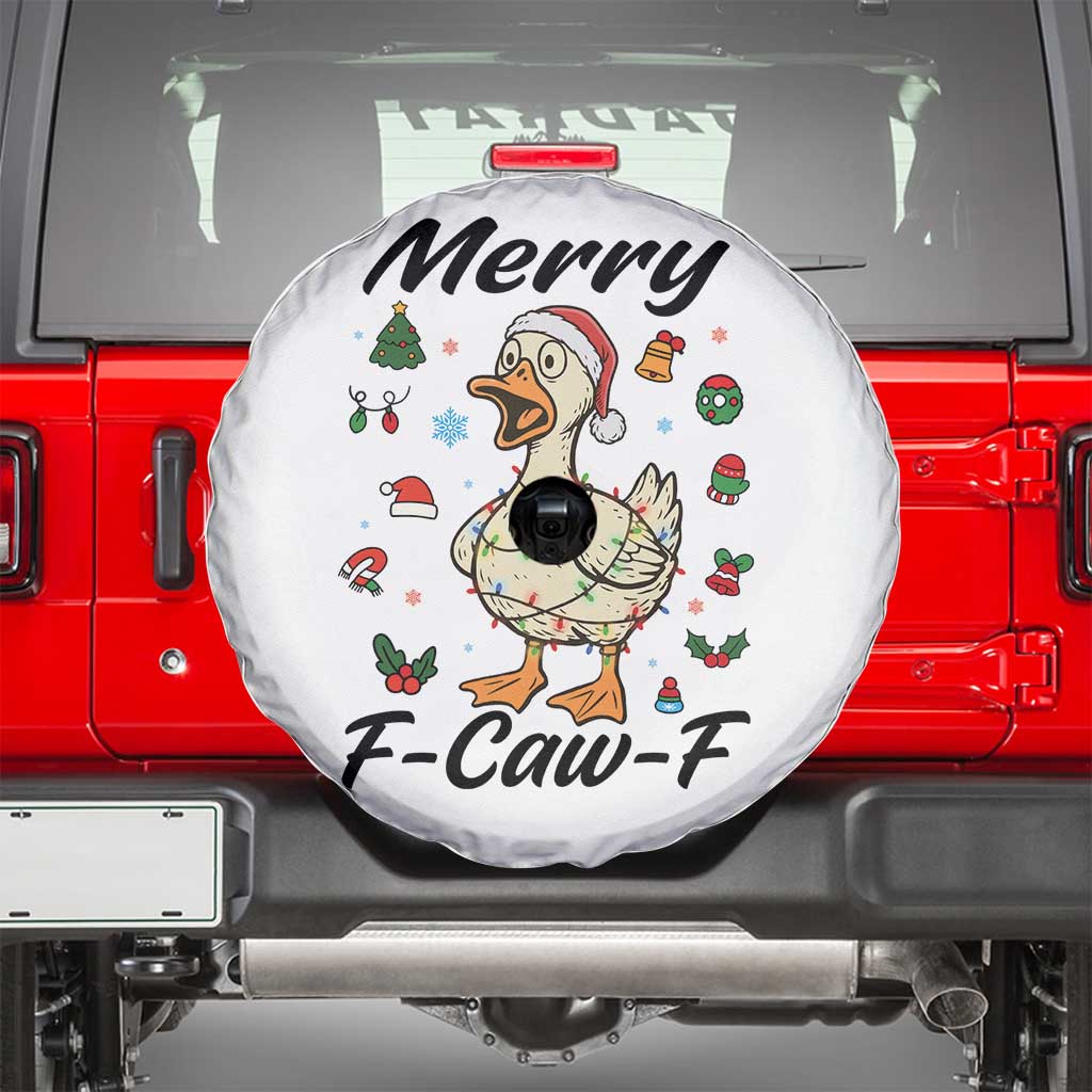 Merry F Caw F Goose Spare Tire Cover Funny Rebellious Christmas Gift TS12 White Print Your Wear