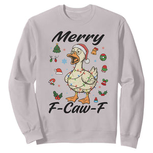 Merry F Caw F Goose Sweatshirt Funny Rebellious Christmas Gift TS12 Ice Gray Print Your Wear