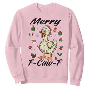 Merry F Caw F Goose Sweatshirt Funny Rebellious Christmas Gift TS12 Light Pink Print Your Wear