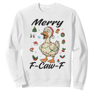 Merry F Caw F Goose Sweatshirt Funny Rebellious Christmas Gift TS12 White Print Your Wear