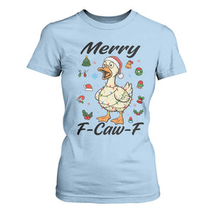 Merry F Caw F Goose T Shirt For Women Funny Rebellious Christmas Gift TS12 Light Blue Print Your Wear
