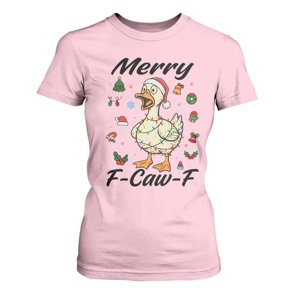 Merry F Caw F Goose T Shirt For Women Funny Rebellious Christmas Gift TS12 Light Pink Print Your Wear