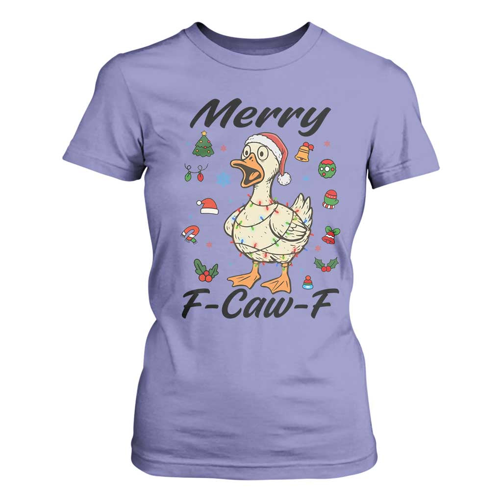 Merry F Caw F Goose T Shirt For Women Funny Rebellious Christmas Gift TS12 Violet Print Your Wear