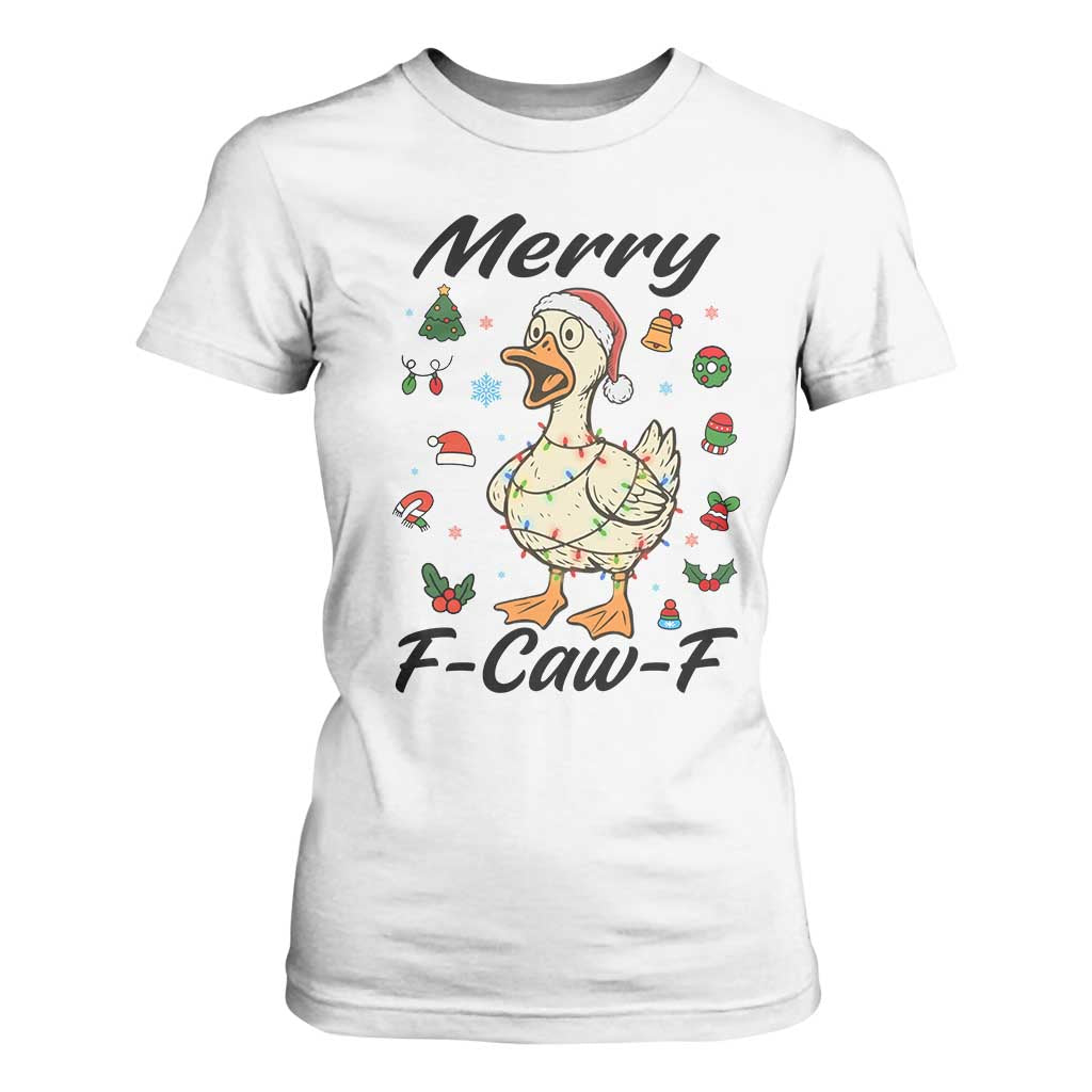 Merry F Caw F Goose T Shirt For Women Funny Rebellious Christmas Gift TS12 White Print Your Wear