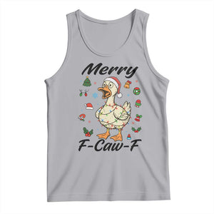 Merry F Caw F Goose Tank Top Funny Rebellious Christmas Gift - Print Your Wear