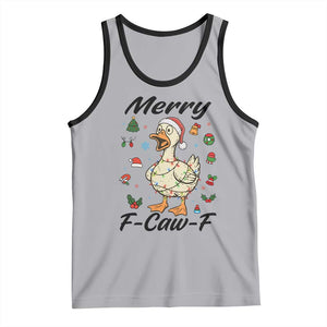 Merry F Caw F Goose Tank Top Funny Rebellious Christmas Gift - Print Your Wear