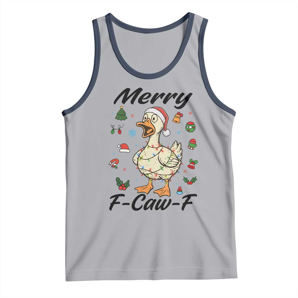 Merry F Caw F Goose Tank Top Funny Rebellious Christmas Gift TS12 Athletic Heather Navy Print Your Wear