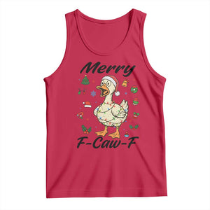 Merry F Caw F Goose Tank Top Funny Rebellious Christmas Gift - Print Your Wear