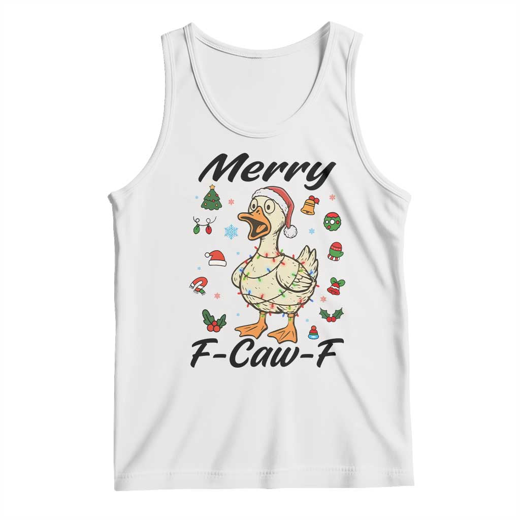 Merry F Caw F Goose Tank Top Funny Rebellious Christmas Gift - Print Your Wear