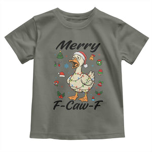 Merry F Caw F Goose Toddler T Shirt Funny Rebellious Christmas Gift TS12 Military Green Print Your Wear