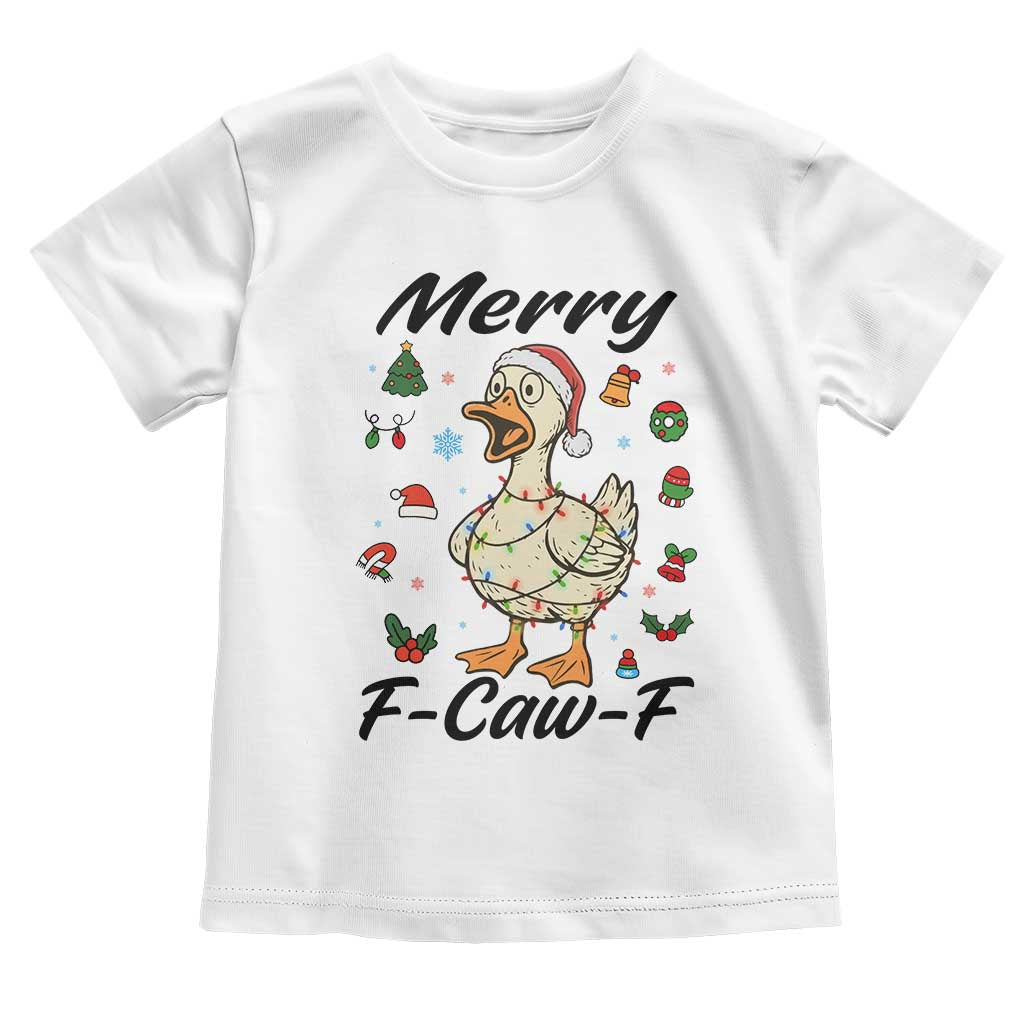 Merry F Caw F Goose Toddler T Shirt Funny Rebellious Christmas Gift - Print Your Wear