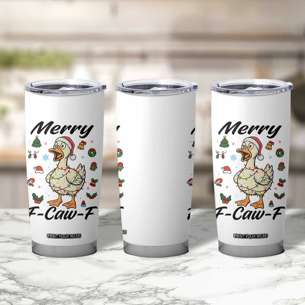 Merry F Caw F Goose Tumbler Cup Funny Rebellious Christmas Gift TS12 Print Your Wear