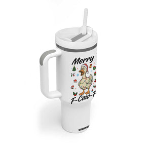 Merry F Caw F Goose Tumbler With Handle Funny Rebellious Christmas Gift - Print Your Wear