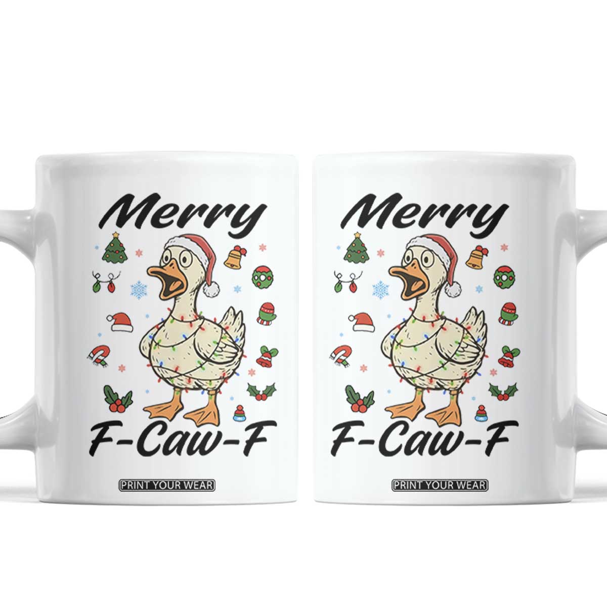 Merry F Caw F Goose Coffee Mug Funny Rebellious Christmas Gift - Print Your Wear