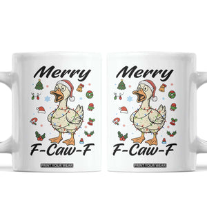 Merry F Caw F Goose Coffee Mug Funny Rebellious Christmas Gift - Print Your Wear