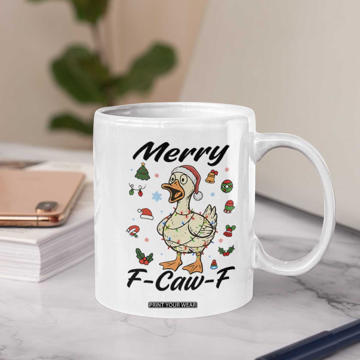 Merry F Caw F Goose Coffee Mug Funny Rebellious Christmas Gift TS12 Print Your Wear