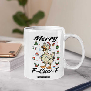 Merry F Caw F Goose Coffee Mug Funny Rebellious Christmas Gift - Print Your Wear