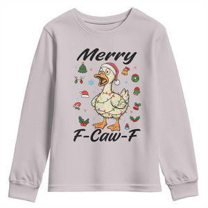 Merry F Caw F Goose Youth Sweatshirt Funny Rebellious Christmas Gift TS12 Ice Gray Print Your Wear
