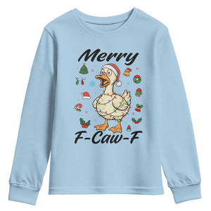Merry F Caw F Goose Youth Sweatshirt Funny Rebellious Christmas Gift TS12 Light Blue Print Your Wear