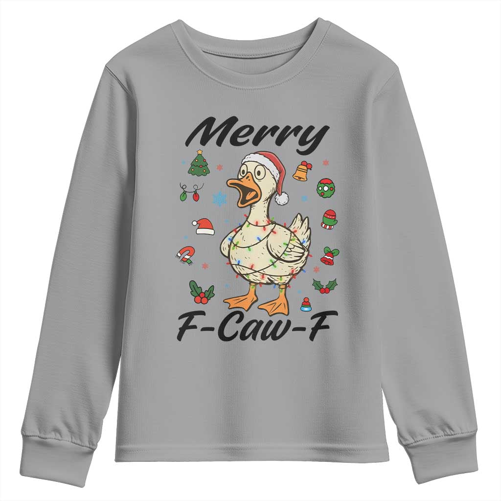 Merry F Caw F Goose Youth Sweatshirt Funny Rebellious Christmas Gift TS12 Sport Gray Print Your Wear
