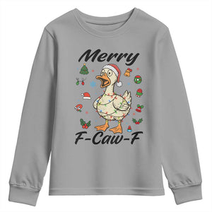 Merry F Caw F Goose Youth Sweatshirt Funny Rebellious Christmas Gift TS12 Sport Gray Print Your Wear