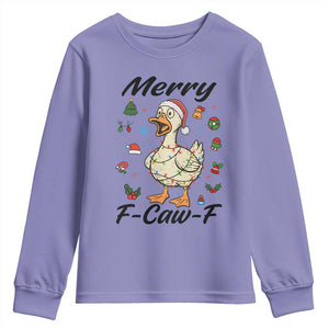 Merry F Caw F Goose Youth Sweatshirt Funny Rebellious Christmas Gift TS12 Violet Print Your Wear