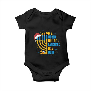 Christmas Hanukkah Interfaith Family Gift Baby Onesie In A World Full Of Darkness Be A Light TS12 Black Print Your Wear