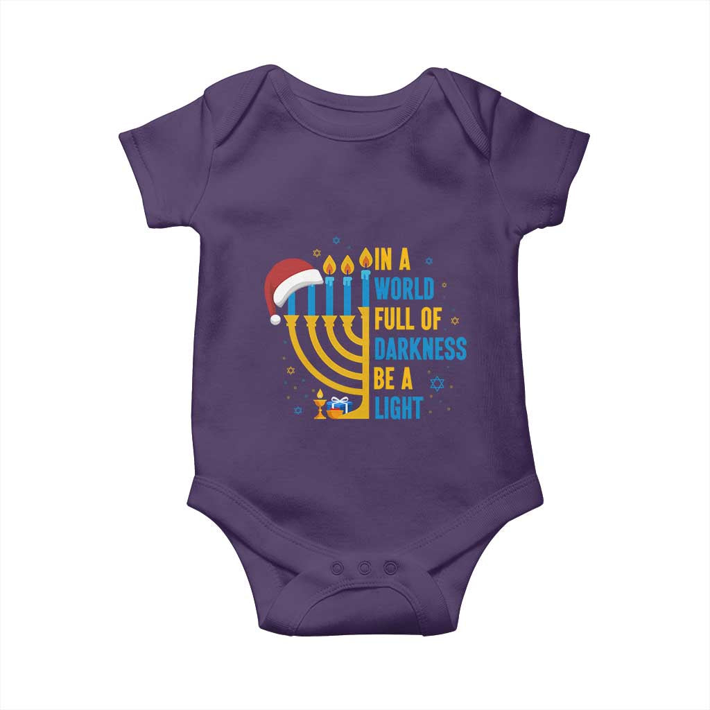 Christmas Hanukkah Interfaith Family Gift Baby Onesie In A World Full Of Darkness Be A Light TS12 Purple Print Your Wear