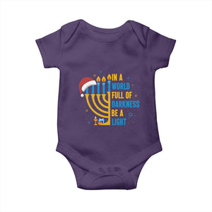 Christmas Hanukkah Interfaith Family Gift Baby Onesie In A World Full Of Darkness Be A Light TS12 Purple Print Your Wear