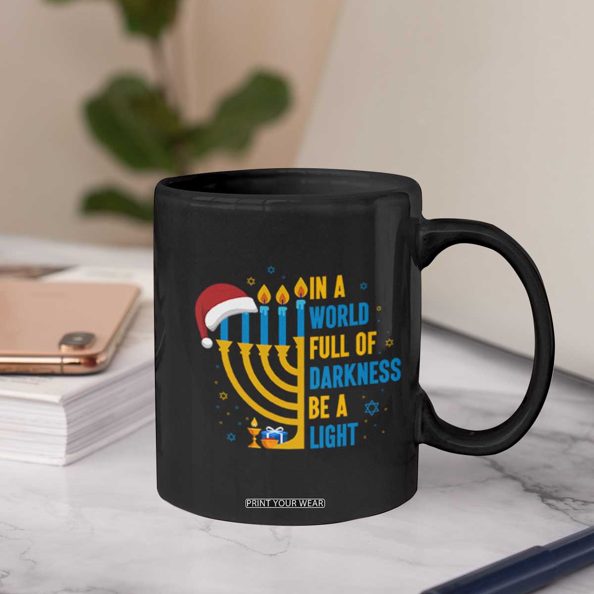 Christmas Hanukkah Interfaith Family Gift Coffee Mug In A World Full Of Darkness Be A Light TS12 Print Your Wear