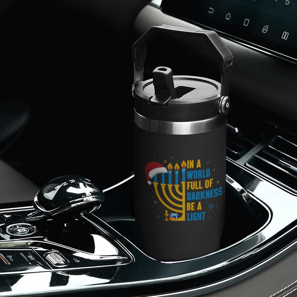 Christmas Hanukkah Interfaith Family Gift Flip Straw Tumbler In A World Full Of Darkness Be A Light TS12 Print Your Wear