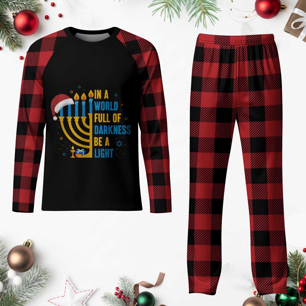 Xmas Hanukkah Interfaith Family Gift Plaid Pajama Set In A World Full Of Darkness Be A Light TS12 Buffalo Plaid Print Your Wear