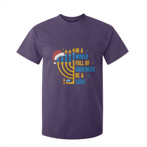 Christmas Hanukkah Interfaith Family Gift T Shirt For Kid In A World Full Of Darkness Be A Light TS12 Purple Print Your Wear