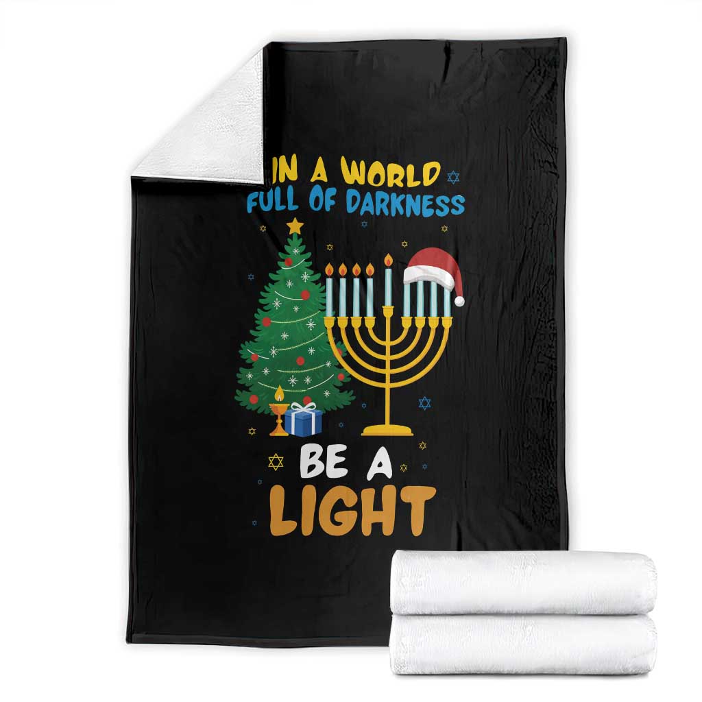 Be A Light Christmas Hanukkah Throw Blanket Interfaith Family Gift TS12 Black Print Your Wear
