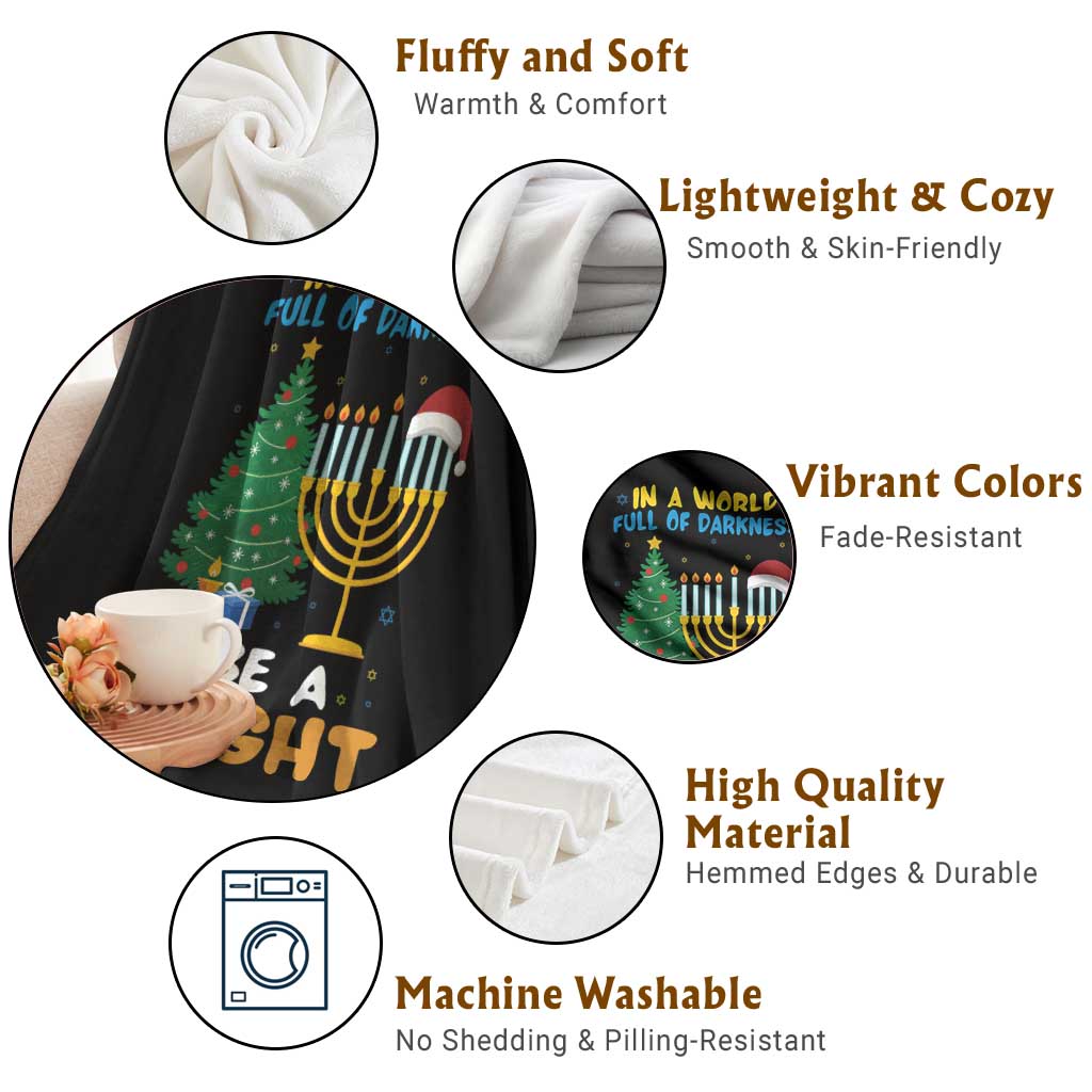 Be A Light Christmas Hanukkah Throw Blanket Interfaith Family Gift TS12 Print Your Wear