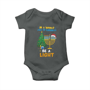Be A Light Christmas Hanukkah Baby Onesie Interfaith Family Gift TS12 Dark Heather Print Your Wear