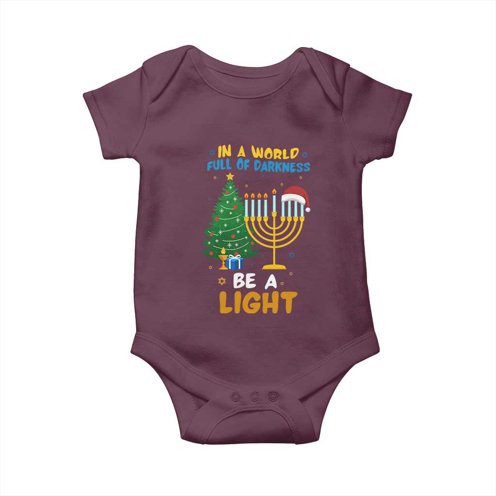 Be A Light Christmas Hanukkah Baby Onesie Interfaith Family Gift TS12 Maroon Print Your Wear