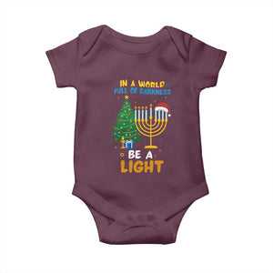 Be A Light Christmas Hanukkah Baby Onesie Interfaith Family Gift TS12 Maroon Print Your Wear