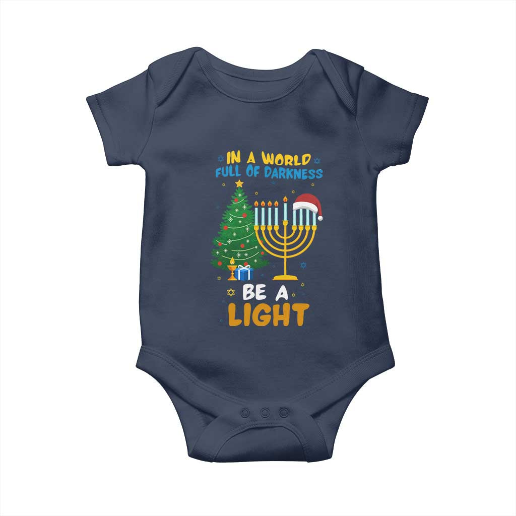 Be A Light Christmas Hanukkah Baby Onesie Interfaith Family Gift TS12 Navy Print Your Wear