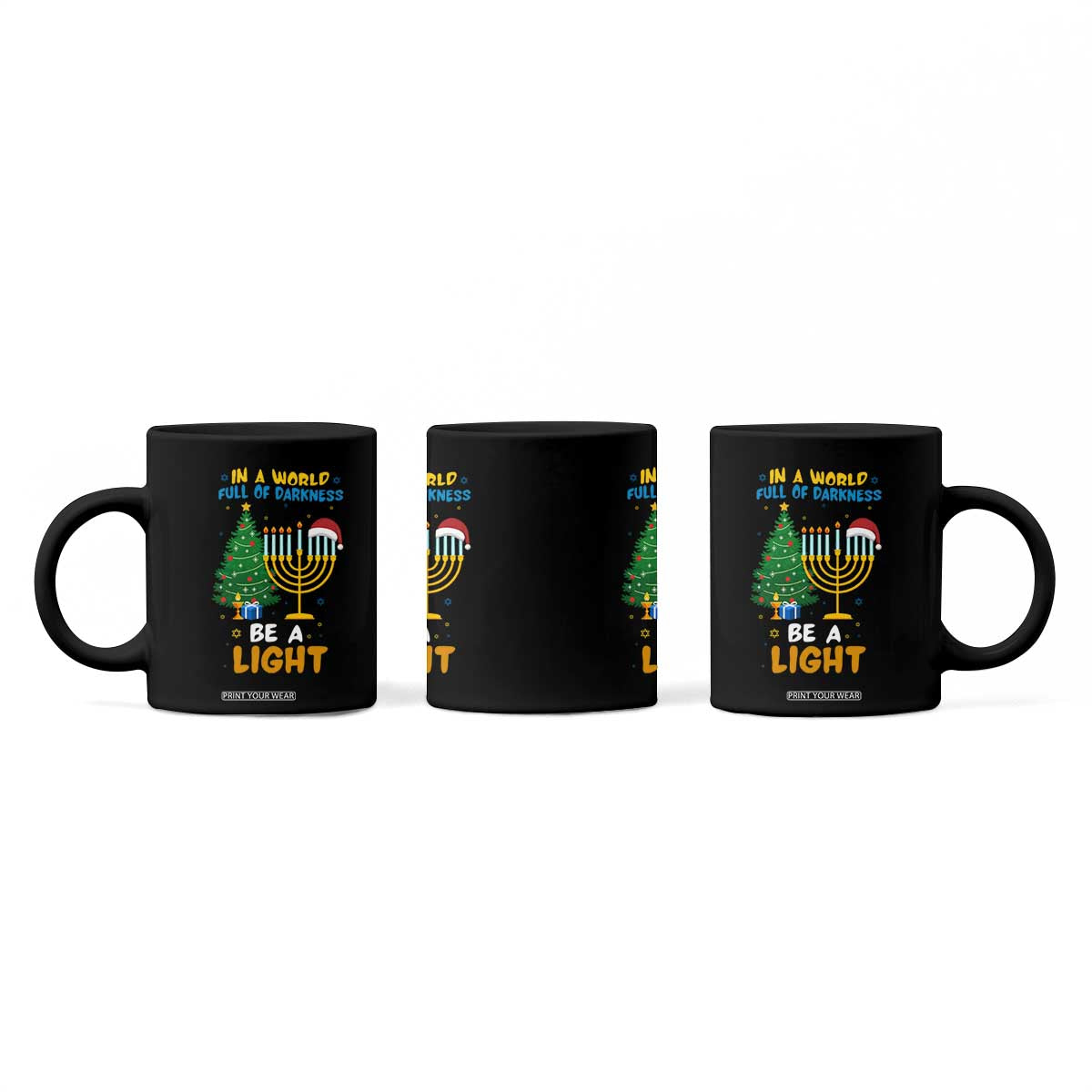 Be A Light Christmas Hanukkah Coffee Mug Interfaith Family Gift TS12 Print Your Wear