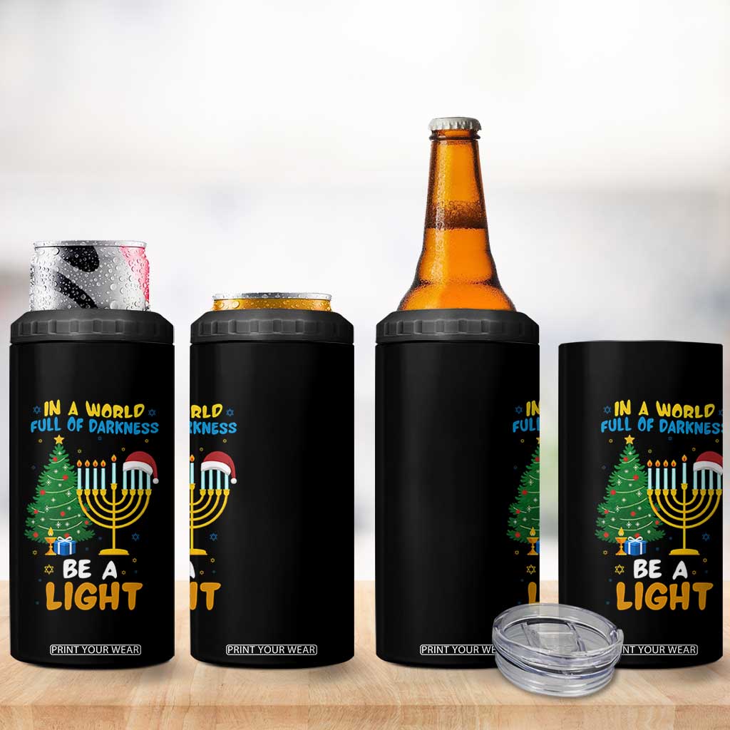 Be A Light Christmas Hanukkah 4 in 1 Can Cooler Tumbler Interfaith Family Gift TS12 Print Your Wear
