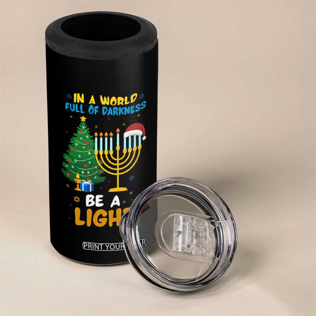 Be A Light Christmas Hanukkah 4 in 1 Can Cooler Tumbler Interfaith Family Gift TS12 Print Your Wear
