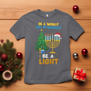 Be A Light Christmas Hanukkah T Shirt Interfaith Family Gift TS12 Charcoal Print Your Wear
