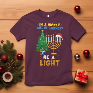 Be A Light Christmas Hanukkah T Shirt Interfaith Family Gift TS12 Maroon Print Your Wear