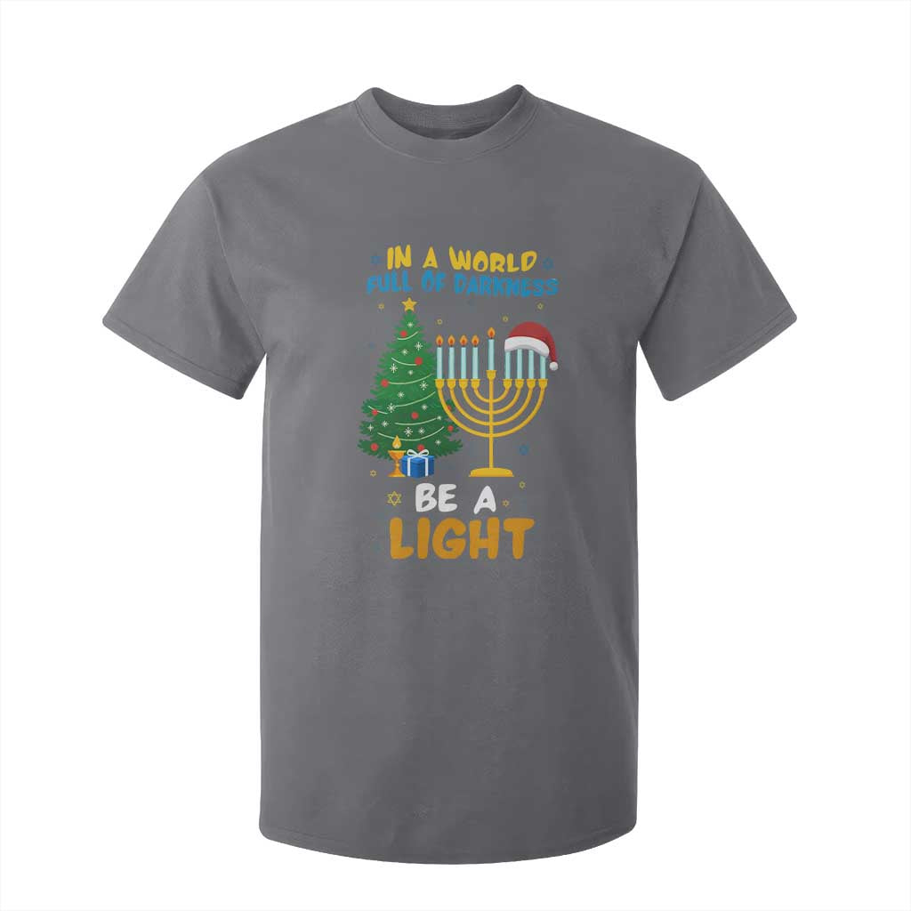 Be A Light Christmas Hanukkah T Shirt For Kid Interfaith Family Gift TS12 Charcoal Print Your Wear