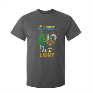 Be A Light Christmas Hanukkah T Shirt For Kid Interfaith Family Gift TS12 Dark Heather Print Your Wear