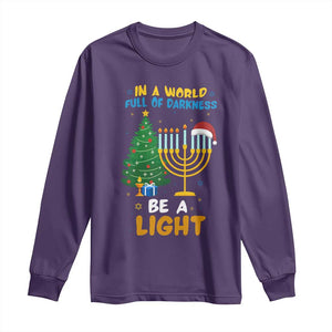 Be A Light Christmas Hanukkah Long Sleeve Shirt Interfaith Family Gift TS12 Purple Print Your Wear