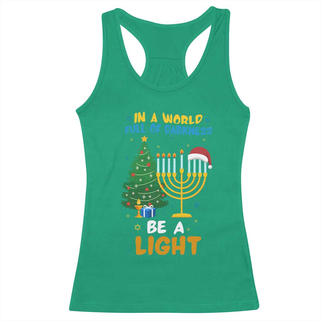 Be A Light Christmas Hanukkah Racerback Tank Top Interfaith Family Gift TS12 Irish Green Print Your Wear