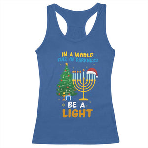 Be A Light Christmas Hanukkah Racerback Tank Top Interfaith Family Gift TS12 Royal Blue Print Your Wear
