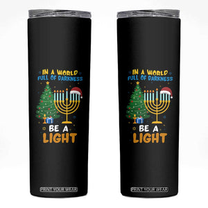 Be A Light Christmas Hanukkah Skinny Tumbler Interfaith Family Gift TS12 Black Print Your Wear